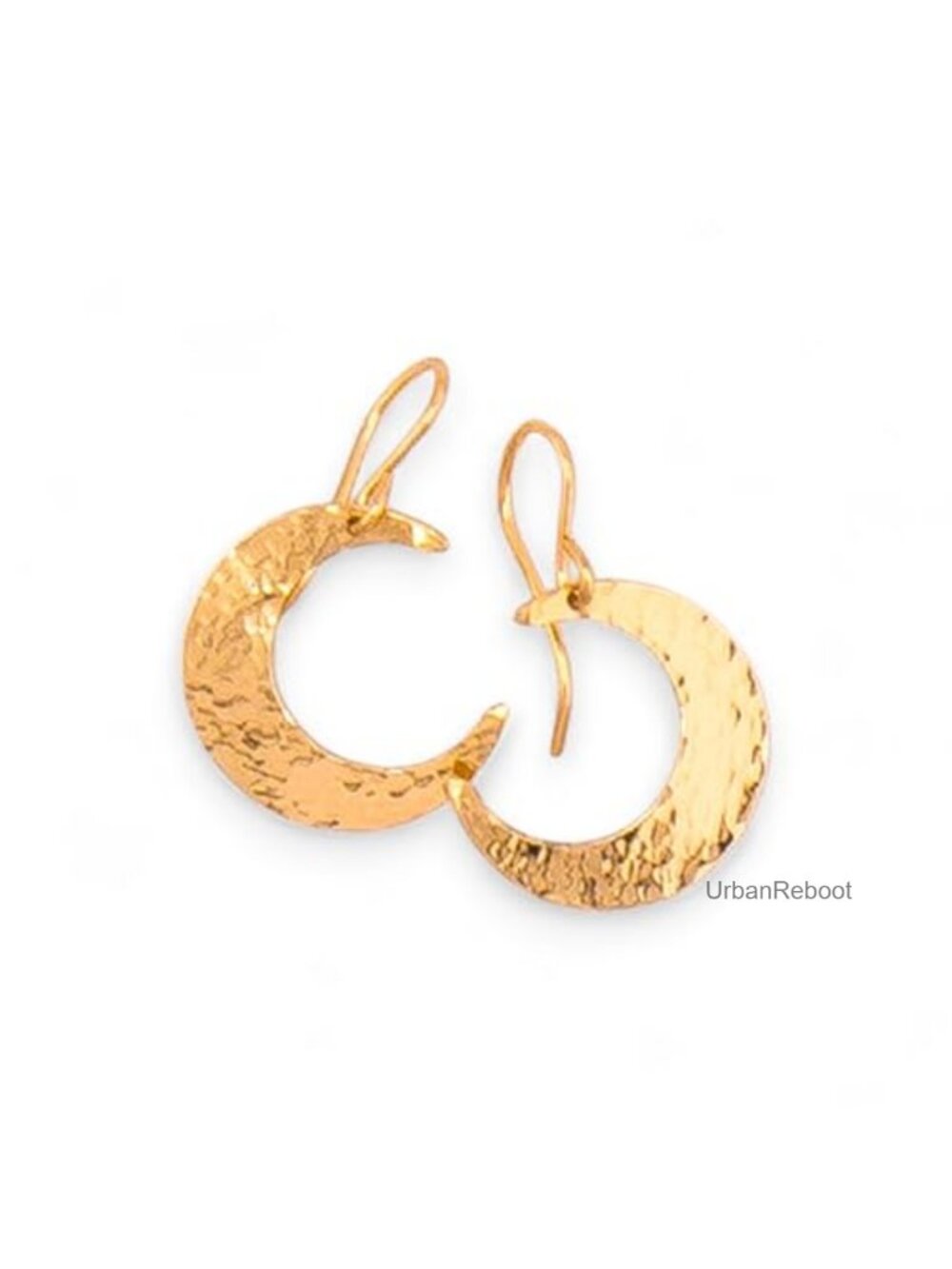 Hammered Crescent Moon Dangle Earrings for Women | Gold Filled | Celestial